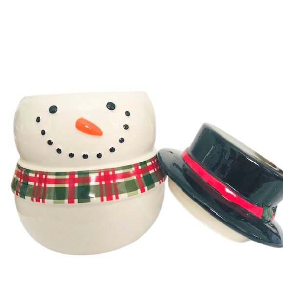 Snowman Face Ceramic Cookie Jar, (8.9") - Picture 4 of 9